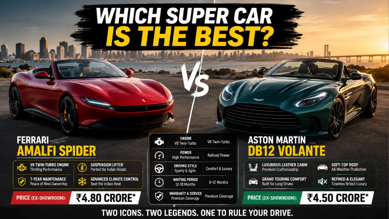 Ferrari Amalfi Spider vs Aston Martin DB12 Volante: Which ₹5 Crore Convertible Supercar Is Worth Buying in India?